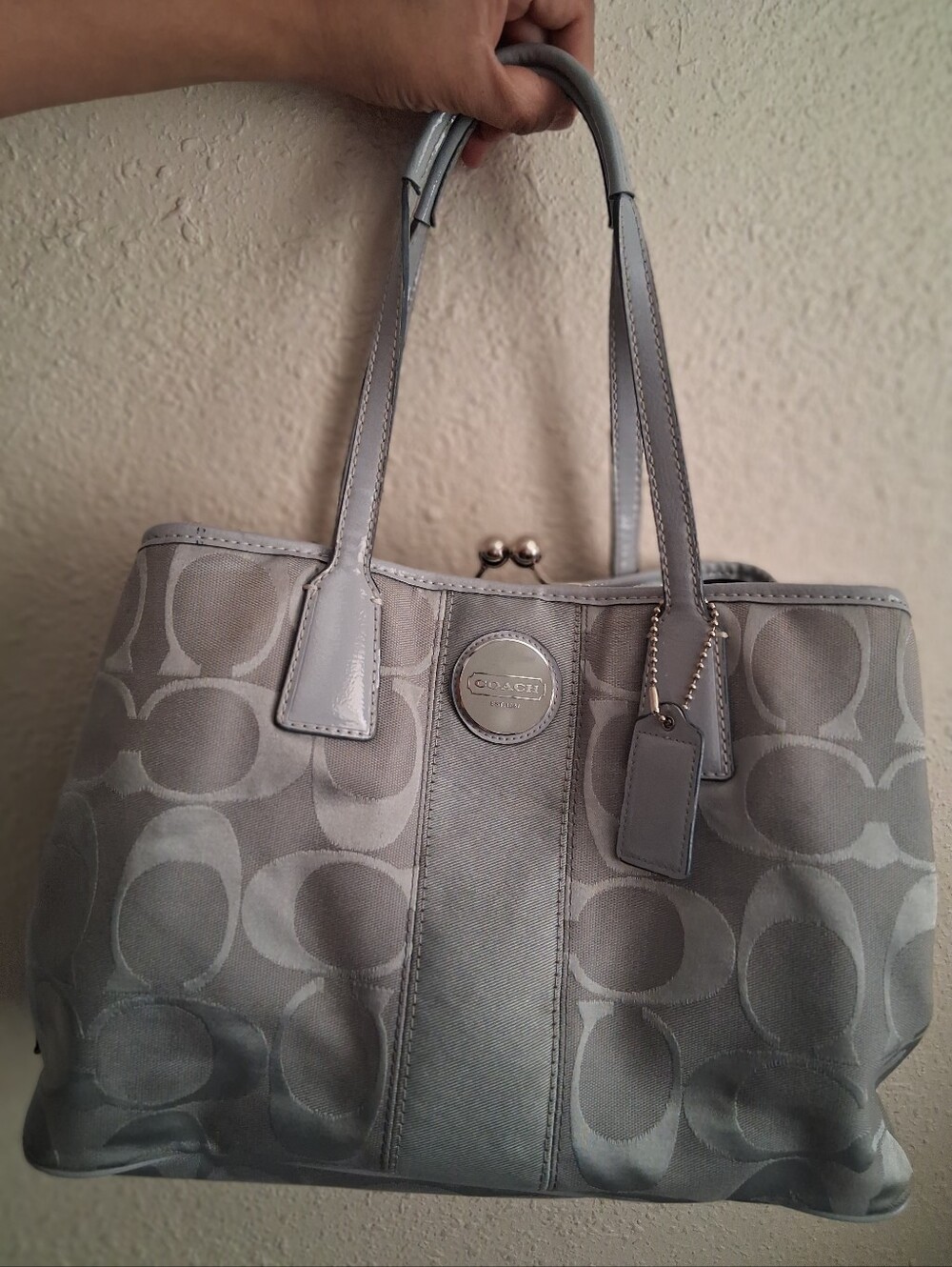 Coach Signature Kisslock Carryall Tote